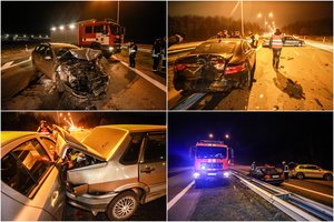 Prie Kauno susidūrė daugybė automobilių, yra sužeistų žmonių
