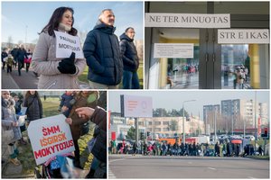 Streiką paskelbusios mokyklos tėvai surengė žygį – pėsčiomis nuėjo į ministeriją