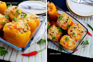 Dienoms, kai nesinori mėsos – daržovėmis ir ryžiais įdarytos paprikos