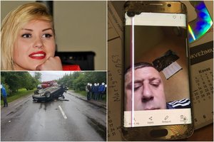 Bejėgę auką po avarijos apvogęs vilkiko vairuotojas mėgavosi ir asmenukėmis