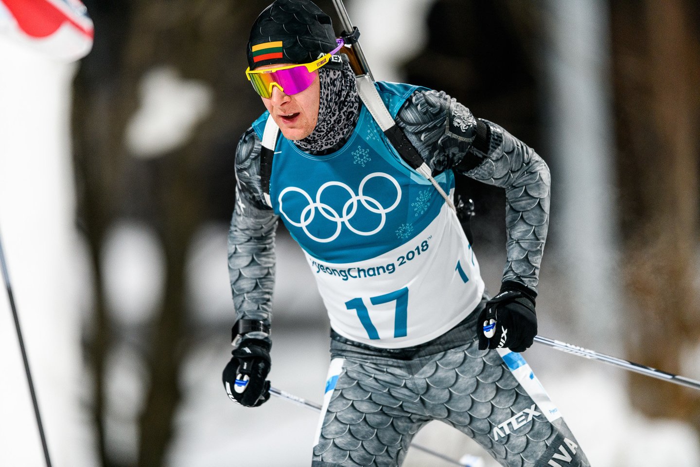 T.Kaukėno pasirodymas biatlono varžybose Pjongčango žiemos olimpiadoje.<br>V.Dranginio/LTOK nuotr.