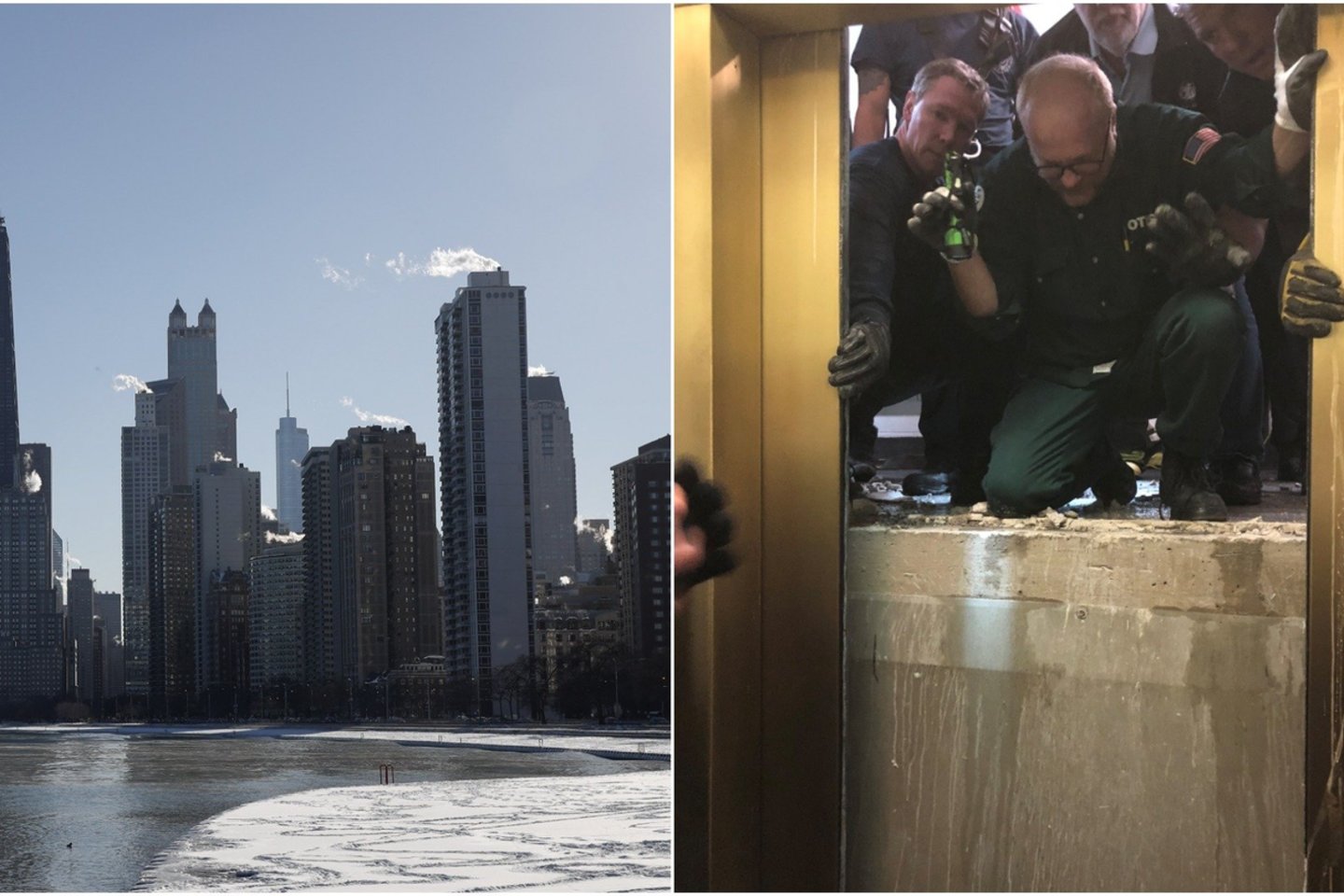  Čikagoje vieno dangoraižio lifte užstrigusiems žmonėms teko išgyventi tikrą košmarą, kurio jie galvojo, kad neišgyvens.<br> lrytas.lt koliažas.