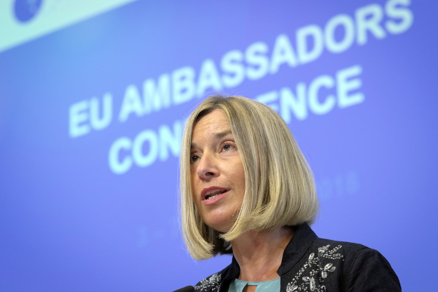 Europos Sąjungos diplomatijos vadovė Federica Mogherini ketvirtadienį pareiškė, kad visi už žurnalisto Jamalo Khashoggi nužudymą „iš tikrųjų atsakingi“ asmenys turi būti apkaltinti.<br>AP nuotr.
