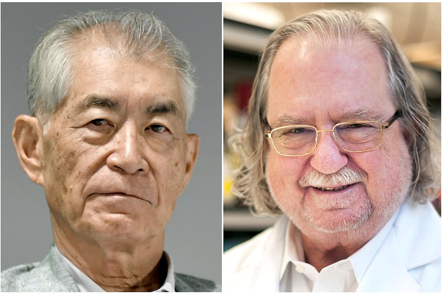  Šiemet Nobelio premija už pasiekimus medicinos ir fiziologijos srityje atiteko dviem imunologams – amerikiečiui J.P.Allisonui ir japonui T.Honjo (kairėje).<br>„Scanpix“ nuotr.
