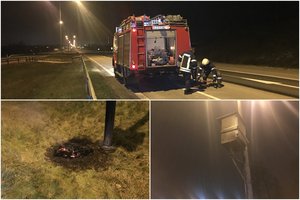 Greta Vilniaus sudegintas stacionarus greičio matuoklis – jau trečias šiemet