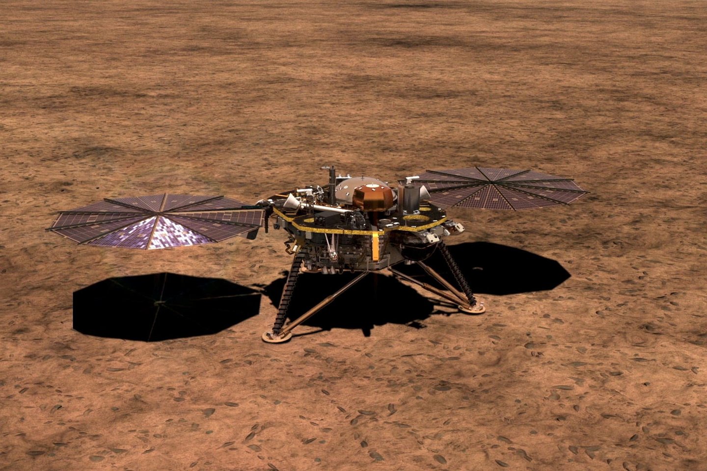  Pagrindinė „InSight“ užduotis – ištirti Marso vidinę sandarą ir ten vykstančius procesus, tokius kaip drebėjimai, šilumos pernaša iš gelmių į paviršių ir t.t.<br> Reuters / Scanpix iliustr.