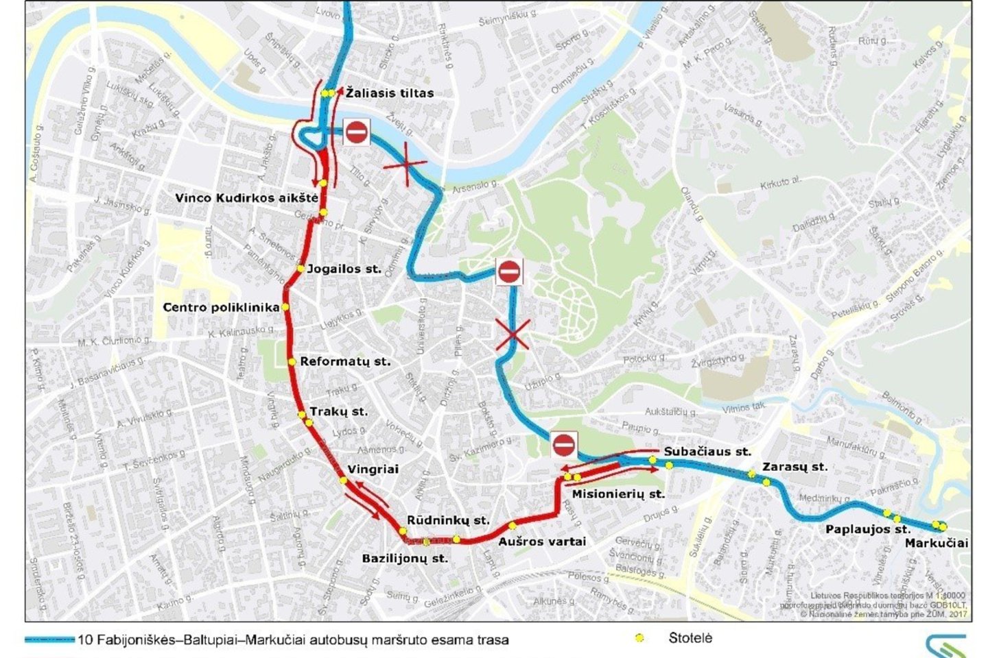 10 maršruto autobuso trasa.