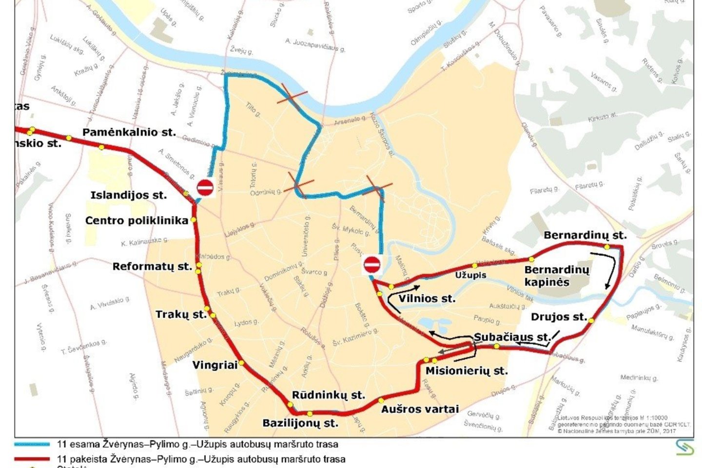 11 maršruto autobuso trasa.