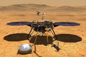 Marso seisminius virpesius tirsiantis zondas stovi truputį pasviręs