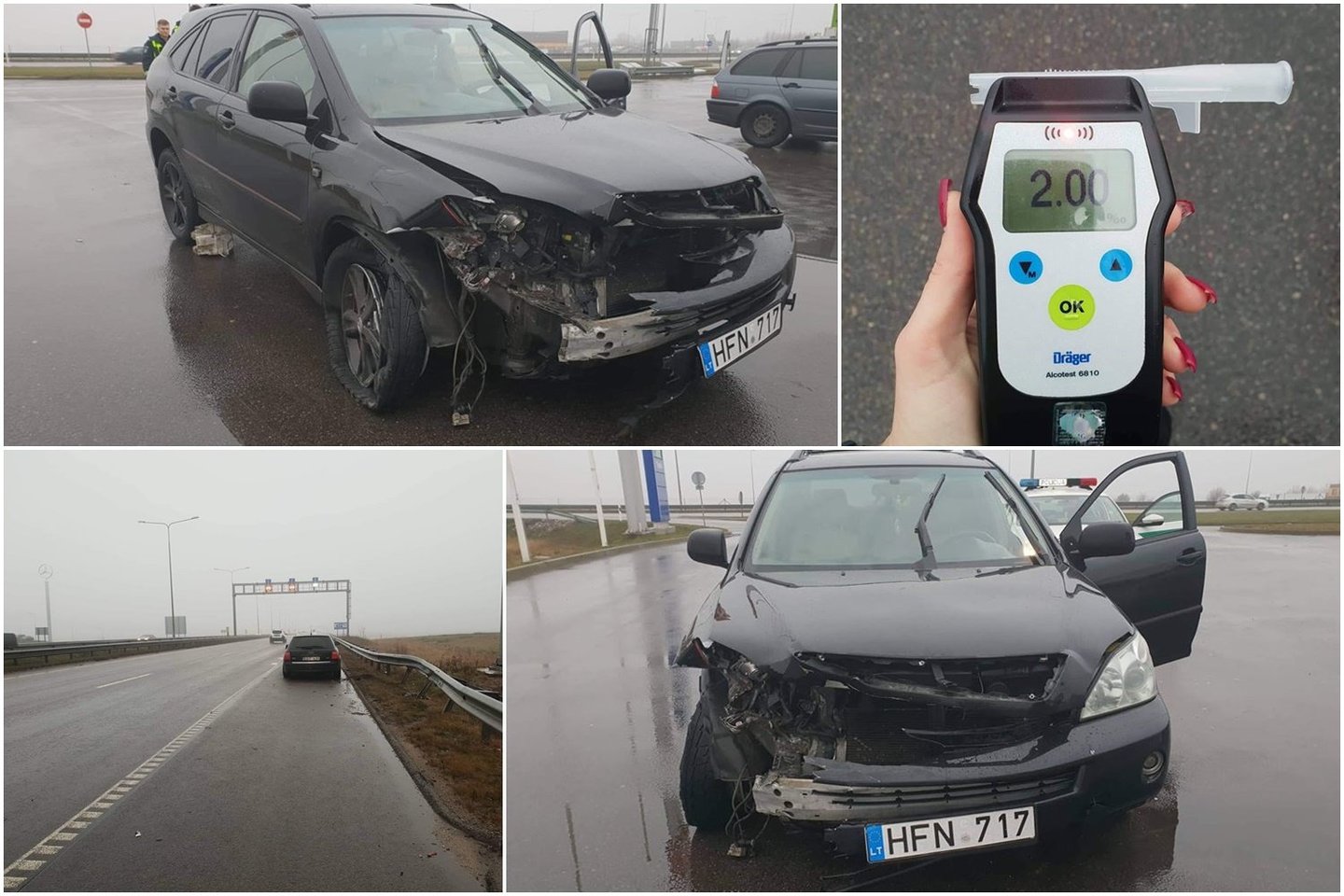 Girtas „Lexus“ vairuotojas greta Klaipėdos po avarijos bandė sprukti – pripūtė 2 prom.