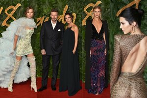Britų mados apdovanojimuose – beveik nuoga Kendall Jenner ir įkvepianti Victoria Beckham