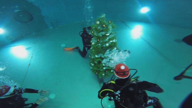 Neįtikėtina: devynių metrų gylio baseiną Klaipėdoje papuošė Kalėdų eglė