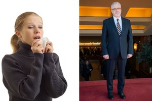 Profesorius A. Unikauskas pamokė, kaip čiaudėti, kad neskleistumėte virusų