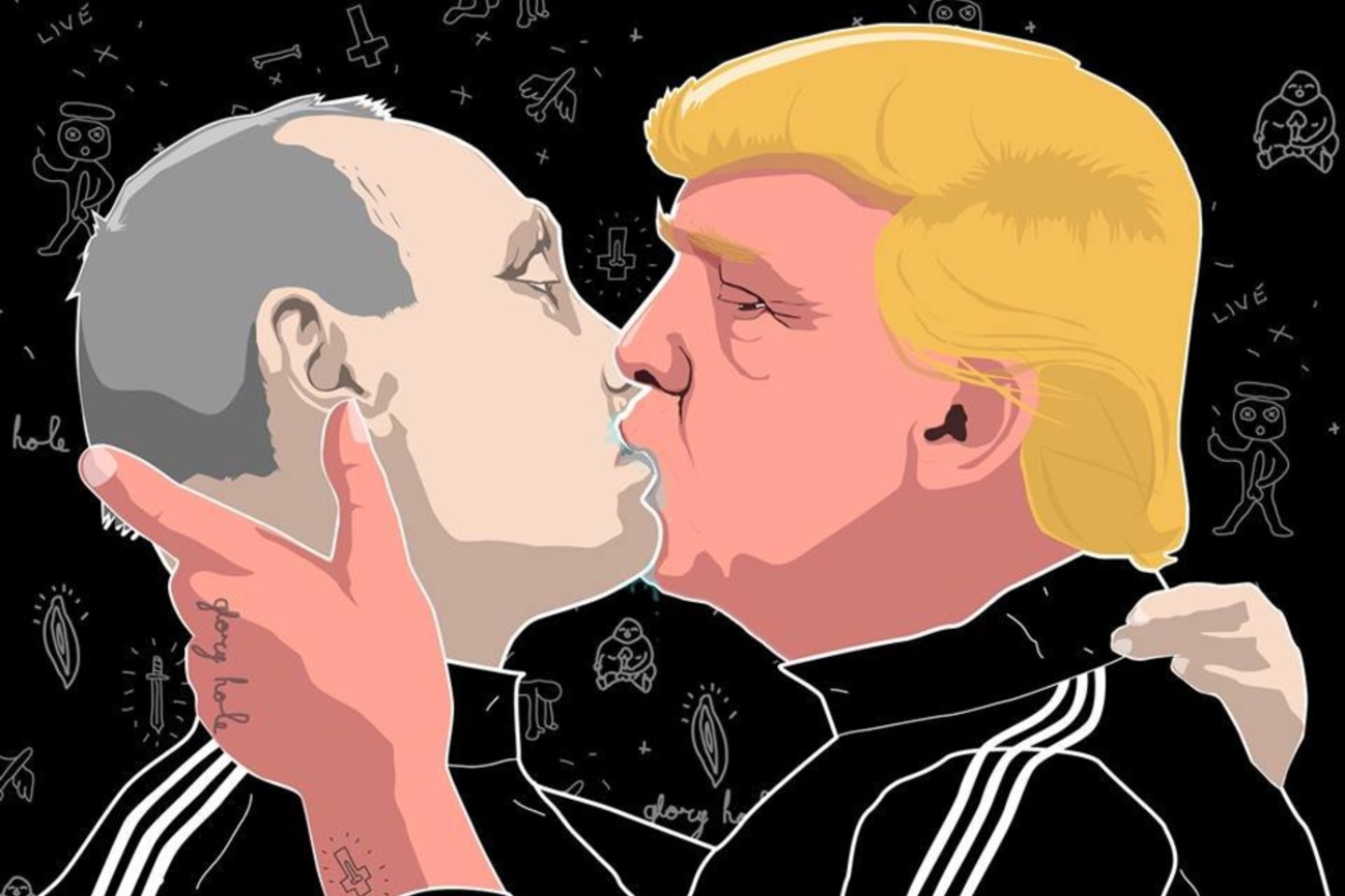 Mindaugas Bonanu – garsiojo piešinio su D.Trumpo ir V.Putino bučiniu autorius.<br> Feisbuko nuotr.