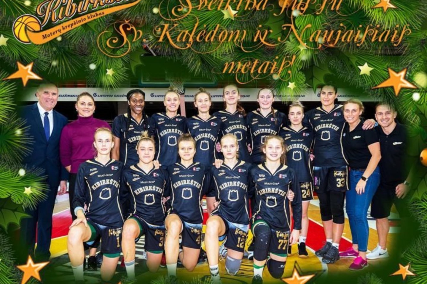 „Kibirkšties“ krepšininkių sveikinimas su Kalėdomis.
