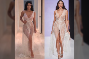 Kim Kardashian prieš reperio Timati sužadėtinę: kuri su ta pačia suknele atrodo geriau?