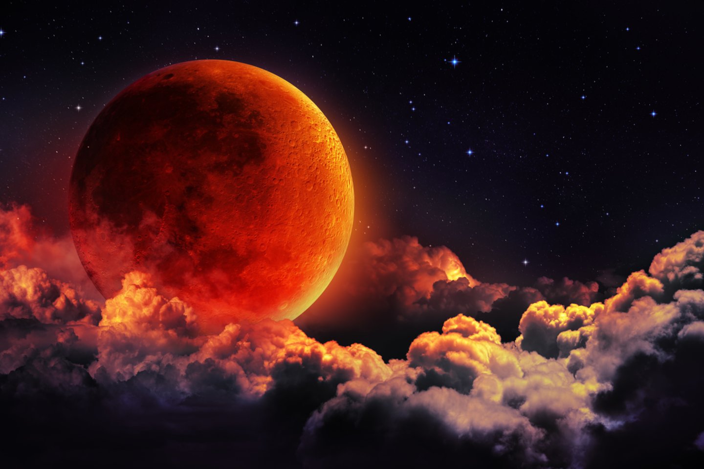 Mėnulio užtemimai gali įvykti tik per pilnatį, o pirmoji metų pilnatis yra vadinama „Vilko mėnuliu“, būtent dėl to visi šį mėnulį jau pradėjo pravardžiuoti „kruvinuoju Vilko mėnuliu“. <br>123RF nuotr.  