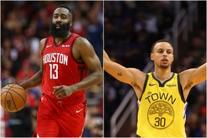 NBA naktis: Naujųjų metų rungtynėse ryškiausiai spindėjo Jamesas Hardenas ir Stephenas Curry