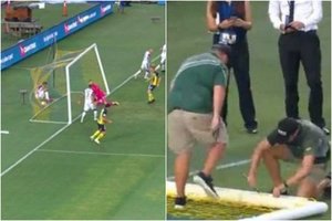 Kuriozas Australijos futbolo lygoje – įvartį pelnęs žaidėjas sulaužė vartus