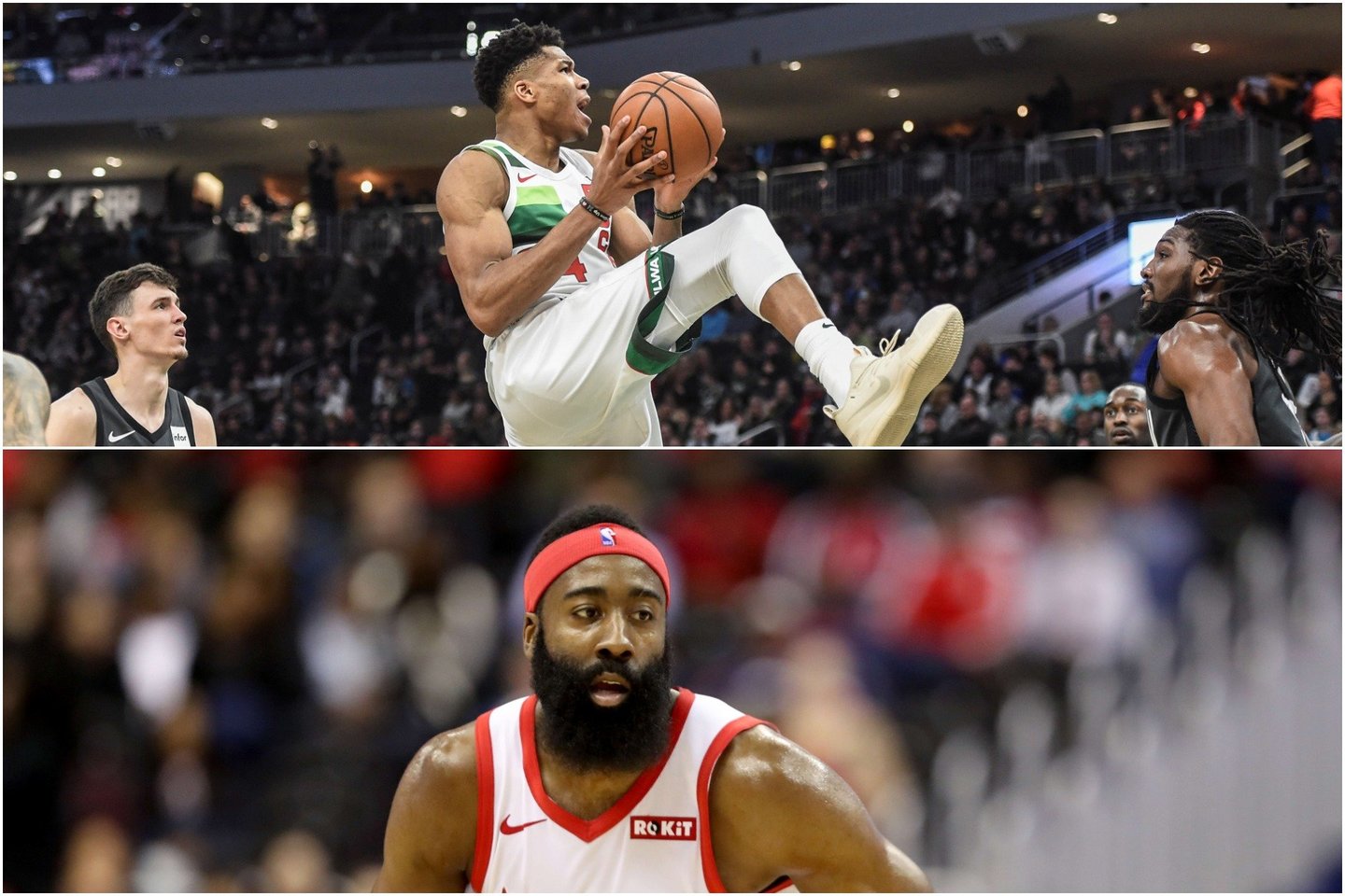 Giannis Antetokounmpo ir Jamesas Hardenas tapo geriausiais NBA žaidėjais Rytų ir Vakarų konferencijose.