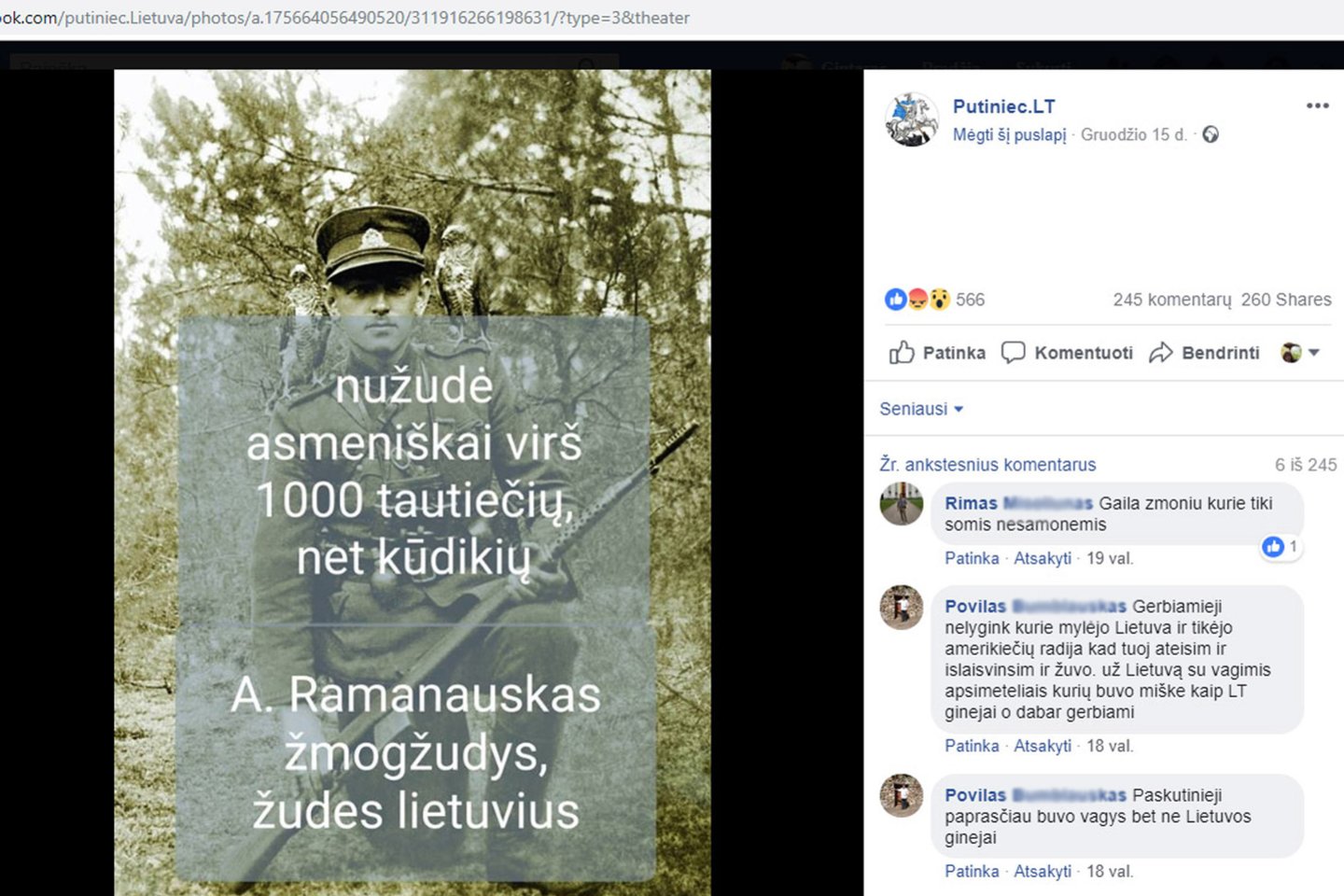 Internete siaučiantys prorusiški troliai skleidžia šmeižtą apie Lietuvos valstybės vadovu oficialiai pripažintą sovietų budelių kankintą ir nužudytą partizanų vadą A.Ramanauską - Vanagą.