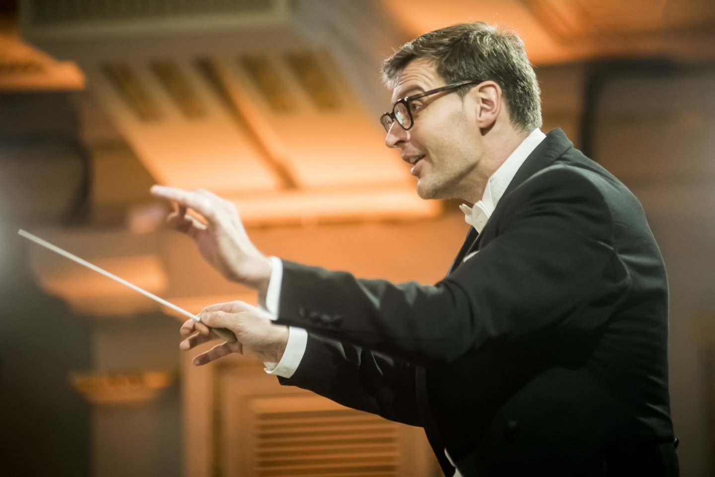 Naujųjų metų koncertą Nacionalinėje filharmonijoje dirigavo M.Pitrėnas.<br>D.Matvejevo nuotr.