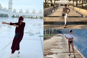 Vidmantė Martikonytė su vyru tyrinėjo Abu Dabį: grožį privalėjo slėpti po hidžabu