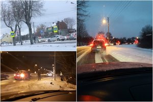 Antradienis Kaune: kelias – čiuožykla, spūstys, avarijų banga neslūgsta