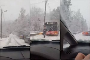 Vairuotojų elgesys vilnietį tiesiog įsiutino: sutrikę dėl sniego blokavo eismą