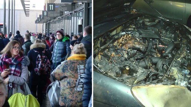 Vaizdai iš evakuotos Kauno autobusų stoties: prabilo degusio automobilio vairuotoja