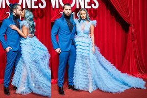 Karolina Meschino nustebino stiliumi: net plaukų spalvą priderino prie mylimojo