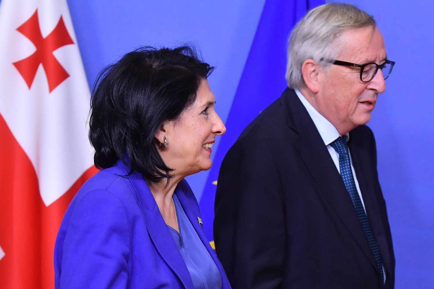  Gruzijos prezidentė Salomė Zurabišvili pranešė Briuselyje paskelbusi iniciatyvą jos šaliai įstoti į Europos struktūras be narystės Europos Sąjungoje.<br>AFP/Scanpix nuotr.