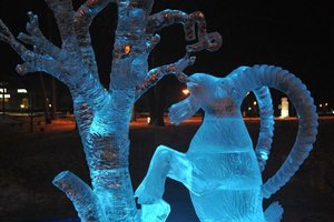 Geriausia ledo skulptūra Druskininkuose išrinktas „Ožiaragis“