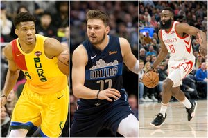 NBA naktis: J. Hardenas pratęsė rezultatyvią seriją, L. Dončičius ir G. Antetokounmpo vedė savo ekipas į pergales