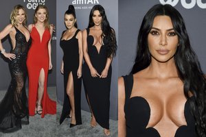 Per labdaros šventę – drąsūs apdarai ir iš suknelės krentanti Kim Kardashian krūtinė
