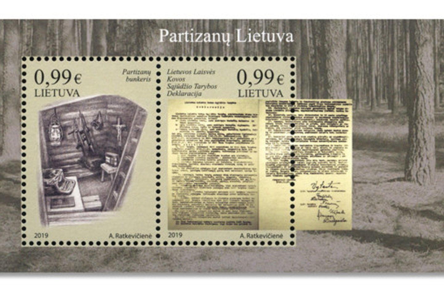  Pašto ženklų blokas „Partizanų Lietuva“.<br> Leidėjų nuotr.