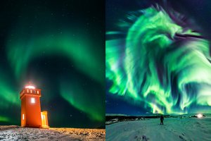 Danguje virš Islandijos – stulbinančios formos „drakono“ pašvaistė