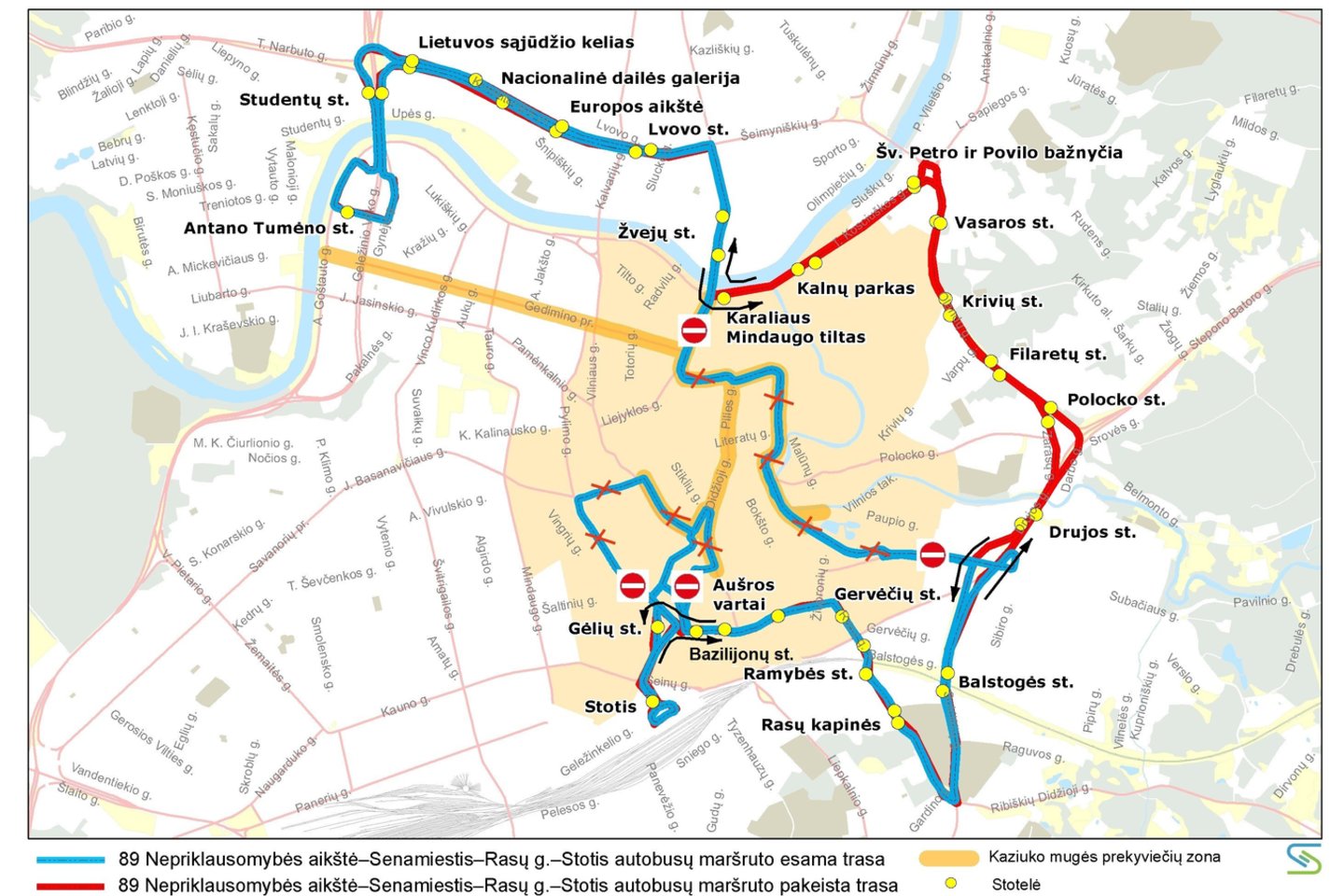 89 autobuso maršruto trasos pakeitimai.<br> Susisiekimo paslaugų nuotr.