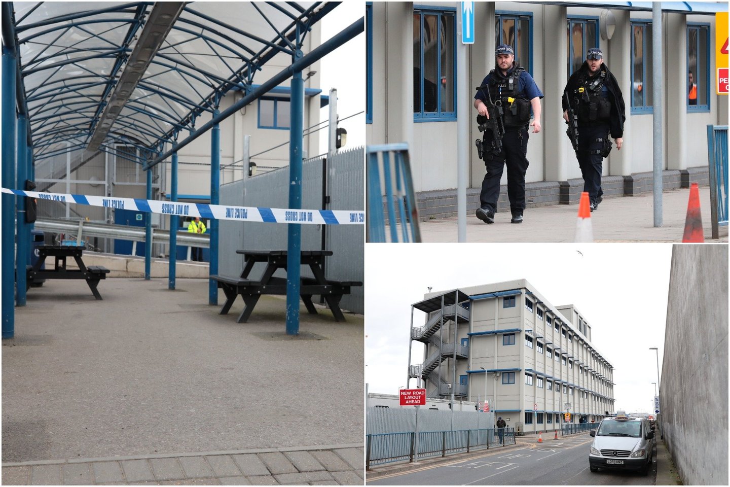  Policija dirba prie Londono miesto oro uosto aviacijos biuro.<br> lrytas.lt montažas.