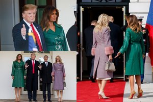 Moterys už borto: Čekijos premjerą sutikęs Donaldas Trumpas lauke pamiršo žmoną