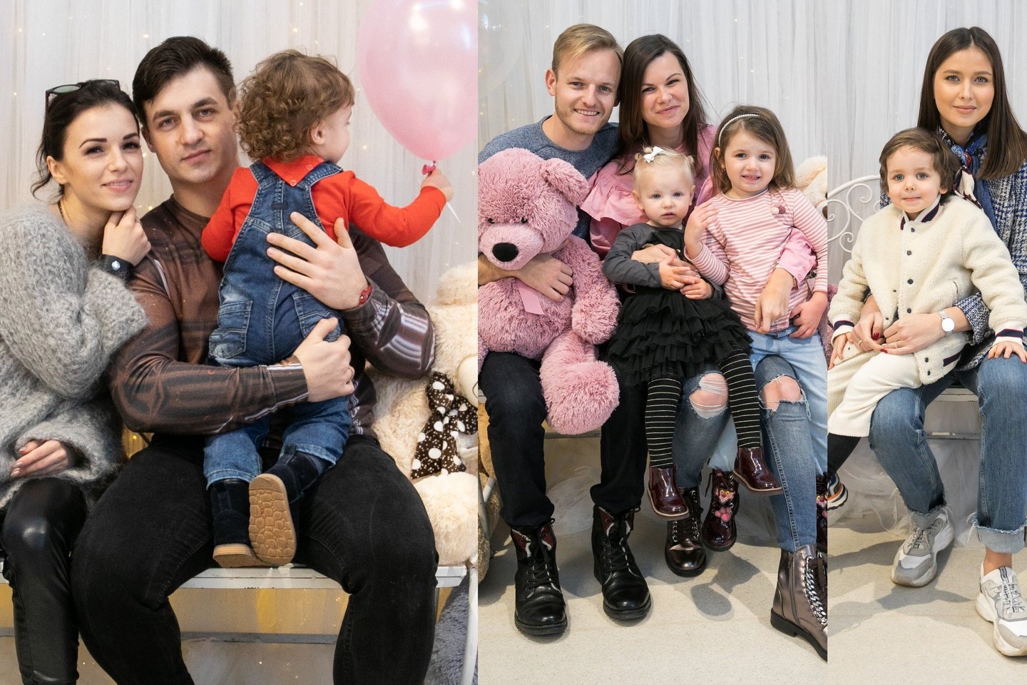 Irūna Puzaraitė su vyru, Laura ir Šarūnas Mazalai, Patricija Gažijeva su vaikais.