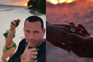 Pavydėtinomis atostogų nuotraukomis stebinanti Jennifer Lopez parodė ir įspūdingą sužadėtuvių žiedą