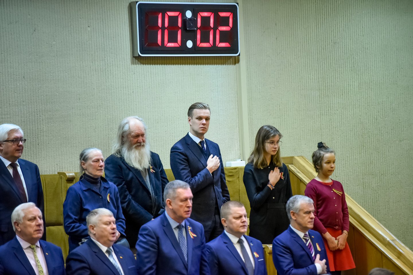 Pirmadienį Lietuvos Nepriklausomybės atkūrimo dienos proga Seime surengtas iškilmingas posėdis.<br>D.Umbraso nuotr.