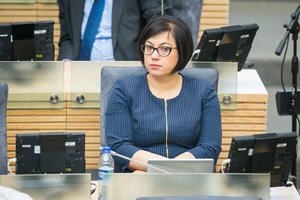 Pristatydama LRT įstatymo pataisas socialdemokratė R. Popovienė į Seimą prabilo gestais