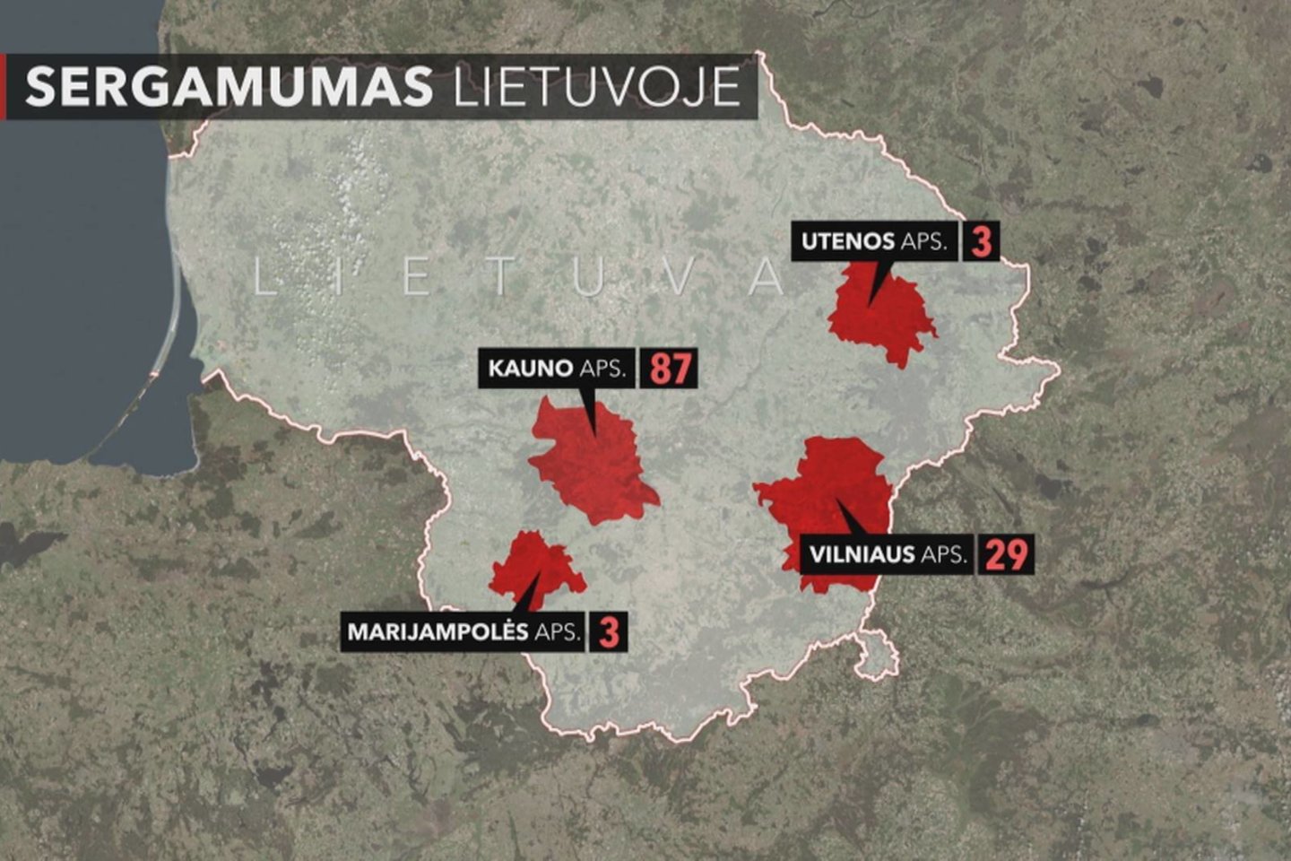  Sergamumo tymais žemėlapis.<br>„Lietuvos ryto“ televizijos nuotr.