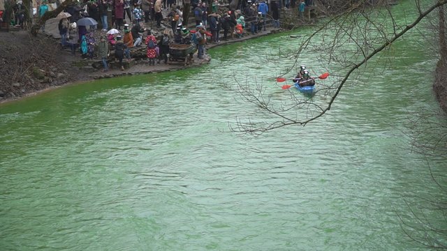 Vilnelės upė šiandien nusidažė žaliai, švenčiama šv. Patriko diena