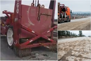 Užfiksuota: Molėtų plento remontui atvežė mirties instrumentą primenančią mašiną