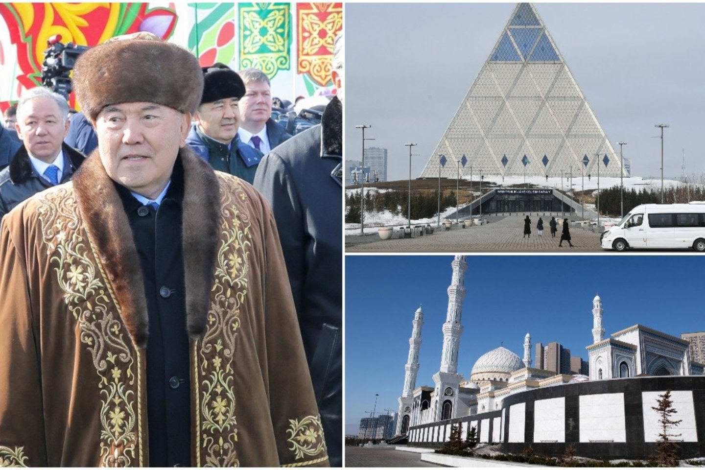  Kazachtano sostinė Astana buvusio prezidento N. Nazarbajevo garbei pervadinta Nursultanu.<br> Lrytas.lt koliažas