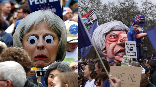 Šimtatūkstantinė demonstracija Londone: žmonės reikalauja atšaukti „Brexit“