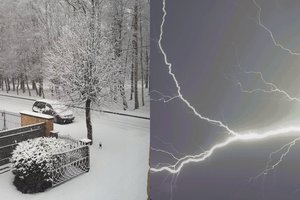 Žemaitiją užklupo pūga, dangų skrodžia žaibai, sniegas pasieks ir Vilnių